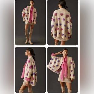 Anthropologie Heart Cardigan Sweater Kimono Cape Let Me Be Cream ONE SIZE NWT